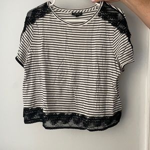 TOPSHOP Lace Stripe Top